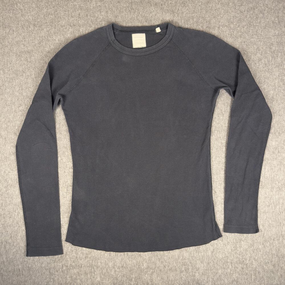 Billy Reid Shirt Mens Large Navy Thermal Waffle Knit Long Sleeve Tee T-Shirt
